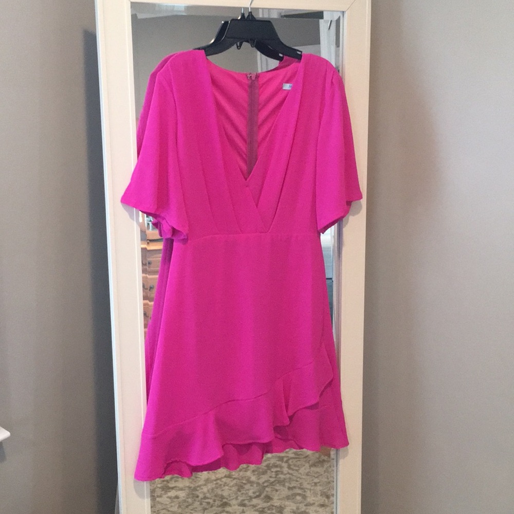 She + Sky Magenta Flutter Dress